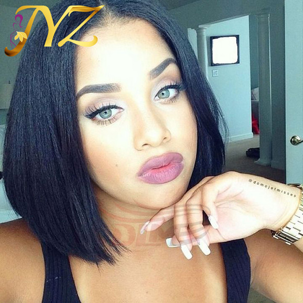 Bob Brazilain Malaysian Peruvian Bob Straight Full Lace Wig Natural Color Wholesale Cheap Human Hair Full Lace Wig Medium Cap Lace Front Wig