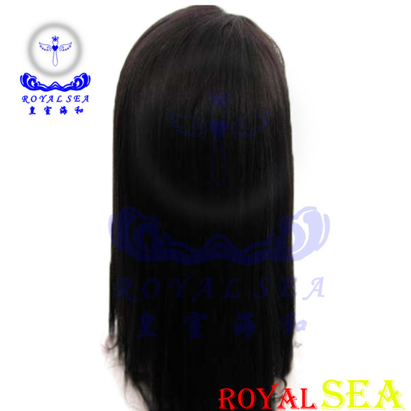 Celebrity style Human wigs loose body wave Hair Wig Natural black 1B color with side bangs pelucas black women Machine Made wigs