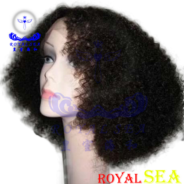 Afro Kinky Curly Silk Top Lace Front Human Hair Wigs Virgin Peruvian Glueless Front Lace Wig Human Hair Color #1B for Black Women