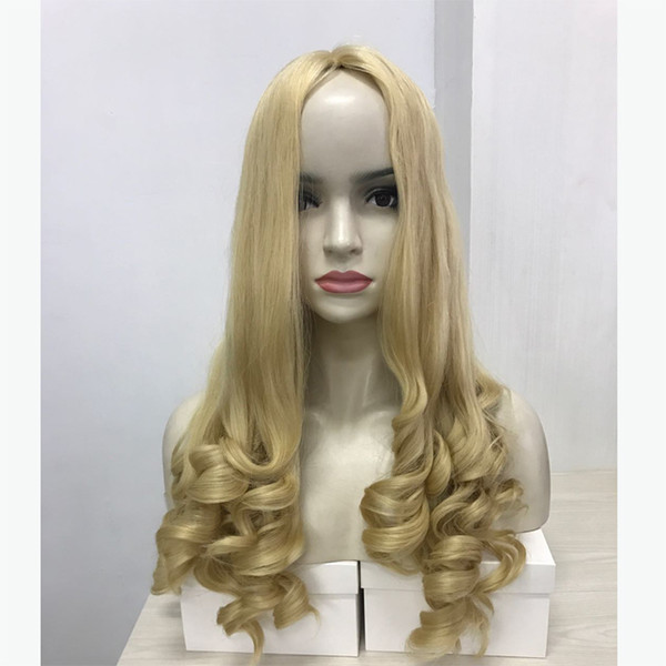 Long wavy European hair blonde color jewish wig , silk top kosher wig Best Sheitels free shipping