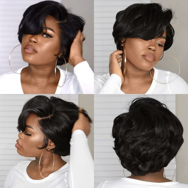 150% Density Short Cut Bob Brazilian Remy Hair wavy Lace Front Human Hair Wigs For Black Women Full Lace Wig With natural hairline