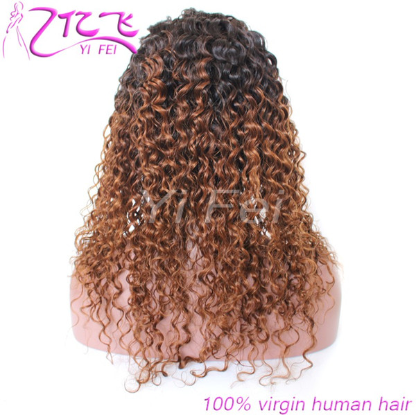 1b #4 Deep curly brazilian virgin human hair 130%150 180 density full lace wigs for black women with baby hair lace fornt wigs