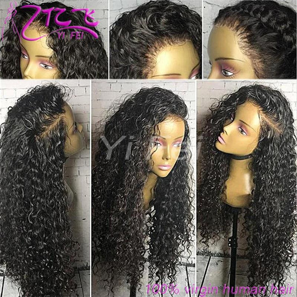 Curly Wave Human Hair Lace Front Wigs for Black Women Pre Plucked Hairline with Baby Hair 150% Density Remy Hair Full Lace Wigs