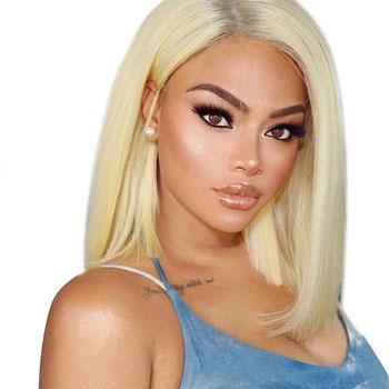 XBL HAIR Straight Short Bob Wigs Peruvian Remy Hair Lace Front Human Hair Wig African American For Women Natural Color