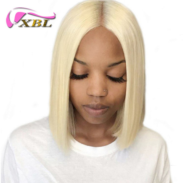 XBLHair #613 Blonde Lace Front Wig with Baby Hair 150% Density Short Human Hair Bob Wigs Brazilian Remy Hair