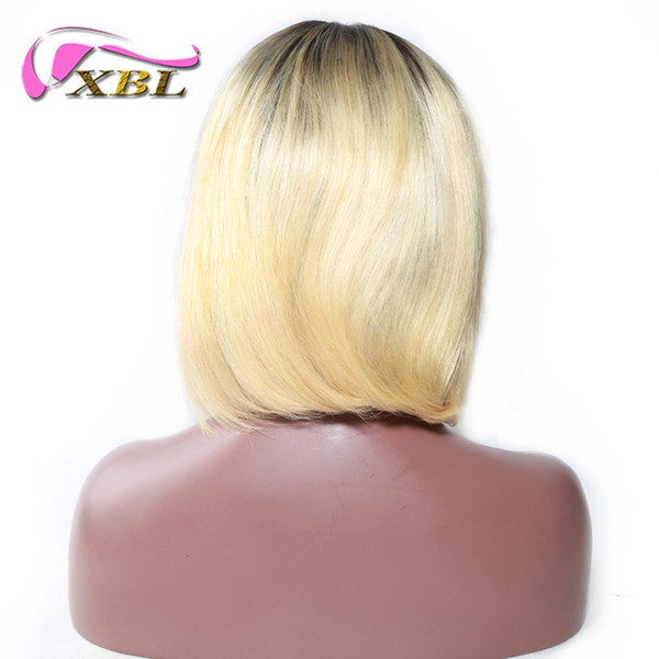 XBLHAIR Short Bob Cut Human Hair Wigs For Women 1b 613 Black Root Ombre Blonde Wig 150 Density With Baby Hair Remy Straight