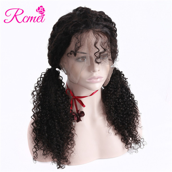 Rcmei 13*4 Lace Frontal Human Hair Wigs Pre Pluched With Baby Hair High Desnity 130% Brazilian Kinky Curly Hair wigs