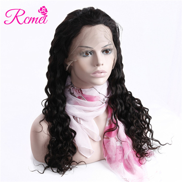 Rcmei Loose Wave Lace Front Human Hair Wigs For Women 130% Brazilian Virgin Hair 13x4 Lace Closure Wig Natural Black