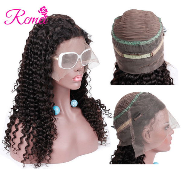 Rcmei Brazilian Deep Wave Human Hair Wigs With Baby Hair 360 Lace Frontal Wigs Pre Plucked 150 Density Wigs 