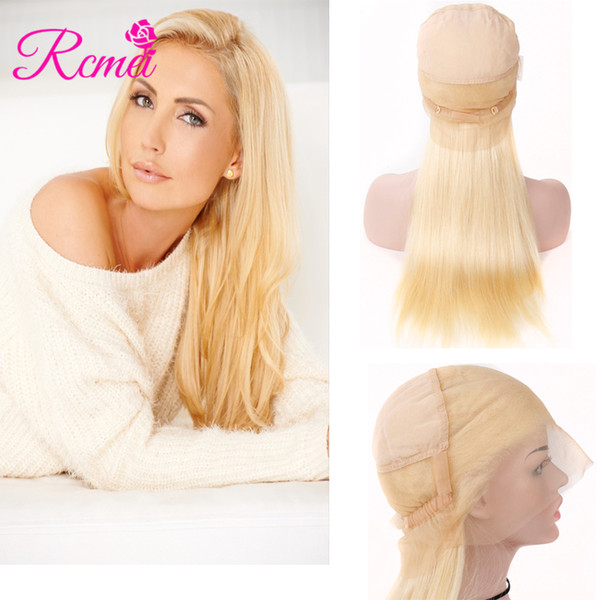 Rcmei Brazilian Hair Full Lace Wigs 10-24 Inch Blonde 613 Color Peruvian Indian Malaysian Mongolian 613 Hair Full Lace Wigs