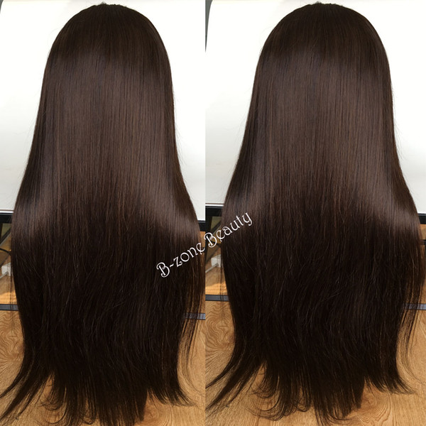 Lace Front Human Hair Wigs Dark Brown Peruvian Virgin Hair Silky Straight Full Lace Human Hair Wigs For Black Women