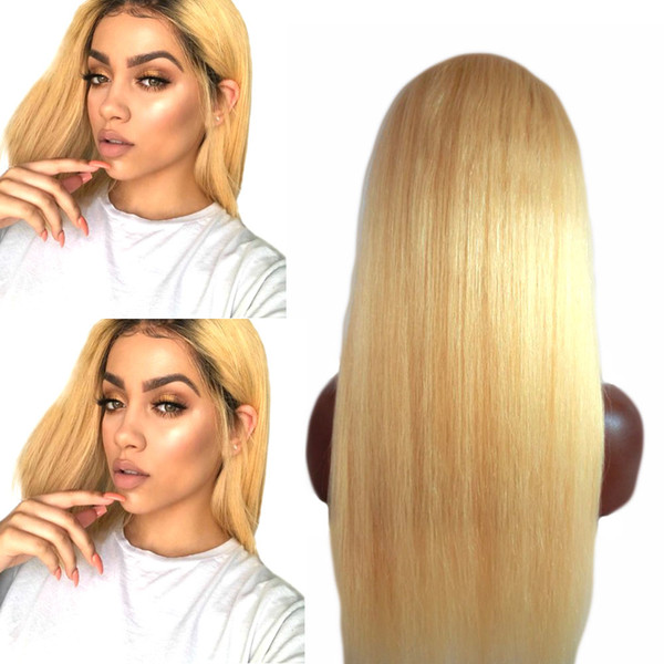 10A 130% Pre Plucked Blonde Lace Wigs with Baby Hair 613 Malaysian Virgin Hair Straight Gluless Human Hair Wig Can be Dyed Curled