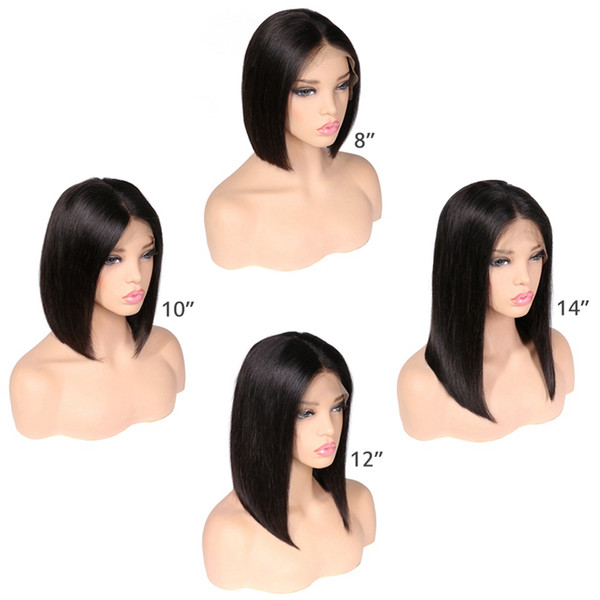 Straight 360 Lace Frontal Wig Pre Plucked With Baby Hair Wigs 150% Density Short Human Hair Bob Wigs Brazilian Remy Virgin Hair Wigs