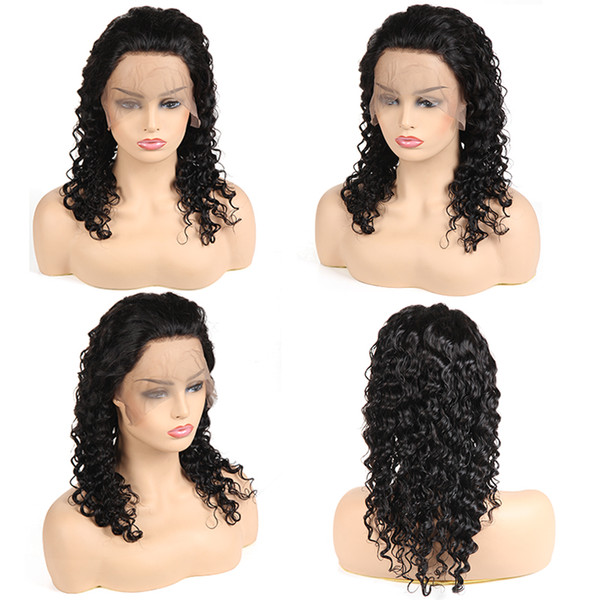 Brazilian Virgin Hair Deep Wave Lace Front Wigs For Black Women Adjustable Indian Peruvian Human Hair Wigs Wet and Wavy Swiss Lace Wigs