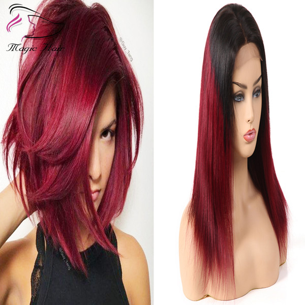 Straight Hair Ombre Color T1b/red Bob Wigs 130density Full Lace Wigs 12-18inch Brazilian Virgin Hair Wigs 