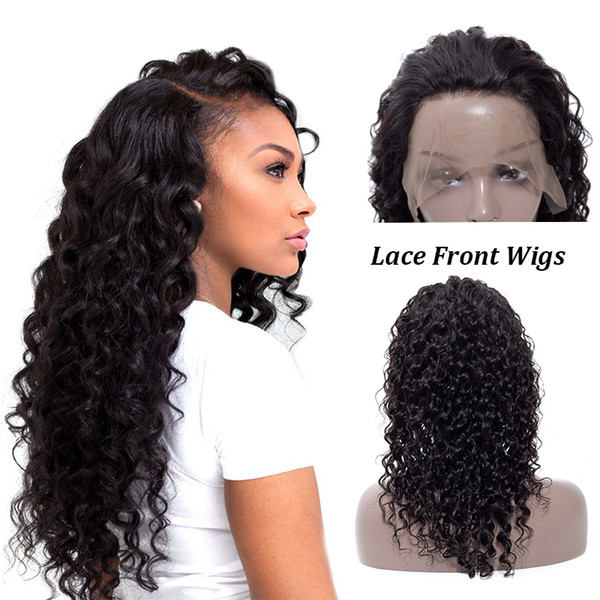 Factory Deep Wave Human Hair Lace Front Wigs Brazilian Human Virgin Lace Front Wig Deep Curl Heat Resistant Lace Front Wig Parting Brazilian