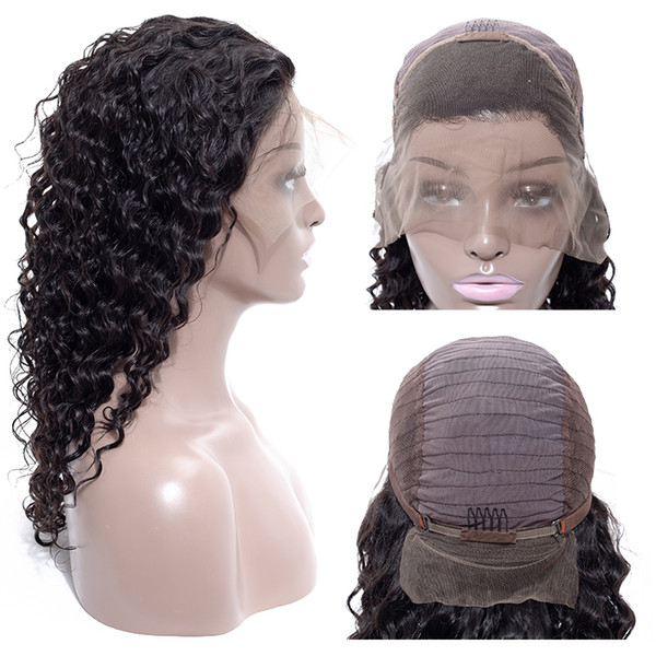 Cheap Brazilian Deep Wave curly human hair full lace wigs Peruvian Human Hair Lace Front Wigs High Quality Lace Front Wig Black Girl