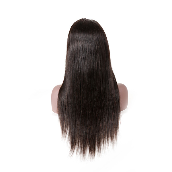 Factory Wholesale Long silky straight 100% human hair lace front wig with cheap price natural black color prelucked hairline with baby hair