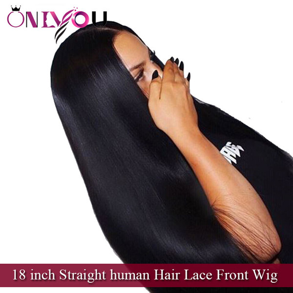 Superior Supplier Brazilian Virgin Hair 18 inch Straight Human Hair Lace Front Wigs For Black Women Peruvian Indian Remy Human Hair Wigs