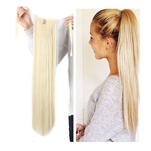 Wholesale - Brazilian Human Hair clip in extensions ponytail,613# light blonde 80g/pcs Very easy ponytail clip hair extensions