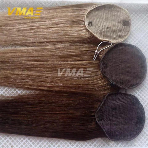 Human Straight Ponytail Hair 100g Natural Non Remy Hair horsetail tight hole Clip In Drawstring Ponytails Hair Extensions