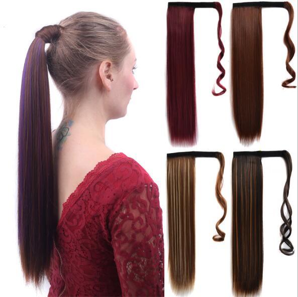 European and American wig long straight hair magic stick wig ponytail invisible traceless band synthetic fiber false ponytail