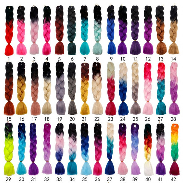 55 Colors 24inch Synthetic Jumbo Braids Hair 100g/Pack Kanekalon Hair Blonde Crochet Pruiken Braiding Hair Extensions