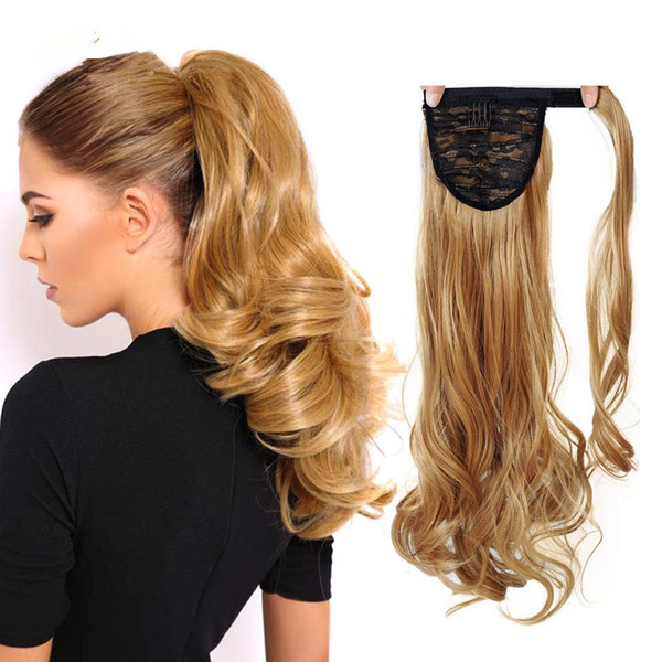 2018 New Long Wavy Real Natural Ponytail Clip in Pony tail Hair Extensions Wrap Around on Synthetic Hair Piece for human