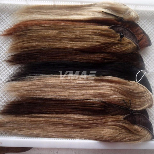 100g Straight human Ponytail hair Natural Non Remy Hair horsetail tight hole Clip In Drawstring Ponytails Hair Extensions