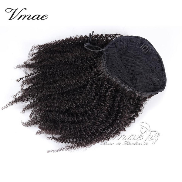 VMAE Human afro kinky curly Ponytail Hair 100g 3C 4A 4B 4C Natural Hair horsetail tight hole Clip In Drawstring Ponytails Hair Extensions