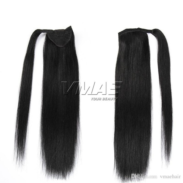 Peruvian Magic Wrap Around Ponytail 120g Clip In Stragiht Horsetail 100% Virgin Human Hair Extensions VMAE HAIR