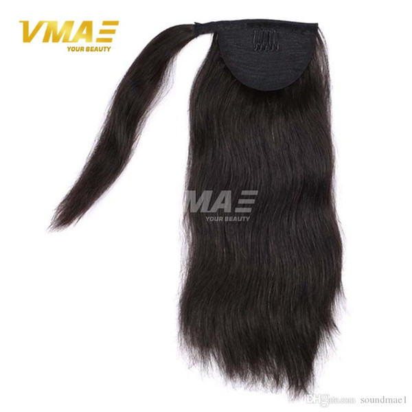 Ponytail Straight Brazilian human horsetail hair Magic ponytail 120g Tail Wrap Around Ponytails claw clip Hair Extensions