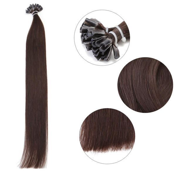 U Tip Hair Extensions Medium Brown Human Hair Pre Bonded Keratin Nail Straight Long Straight 100 Strands 18 20 22inch