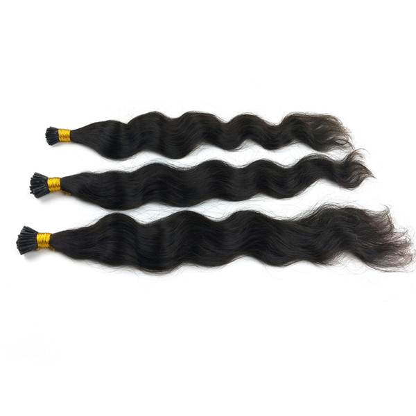 Natural Color Natural Wave Keratin Human Fusion Hair Nail I Tip Machine Made Remy Pre Bonded Hair Extension 100g/strands