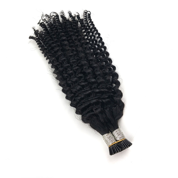 I Tip Hair Extensions Kinky Curly 100 Strands Pre Bonded Stick I tip Keratin Fusion Human Hair Extension