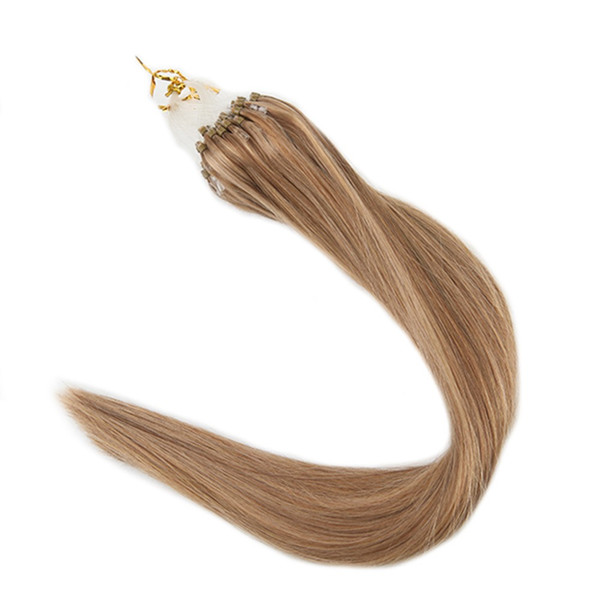 ELIBESS Hair-Russian Human Hair 1g Per Strand 100 Grams Per Package Piano Color Micro Loop Ring Human Hair Extensions Highlighted Color