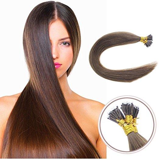 ELIBESS Wholesale 1g/strands 100s/pack #6 Medium Brown Micro Nano Rings Hair Straight Double Drawn Remy Human Hair Extensions