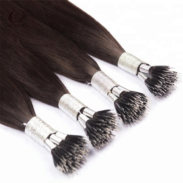 Double Drawn Thick End Nano Tip Hairs Straight Wave Brazilian Remy Human Hair Extensions 1g/strand 100strands/lot 