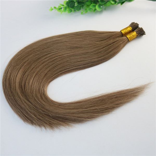 Keratin I-tip Human Hair Extensions Ash Brown #10 Stick-tip Extensions Brazilian Human Hair 100Strands 100gram prebunded hair Straight