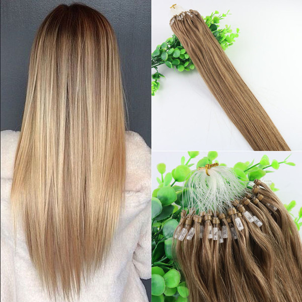 Chocolate Brown Straight Hair 9A Brazilian Hair Extensions 14inch-26inch 100Strands 100gram Loop Micro Ring Human Hair Extensions