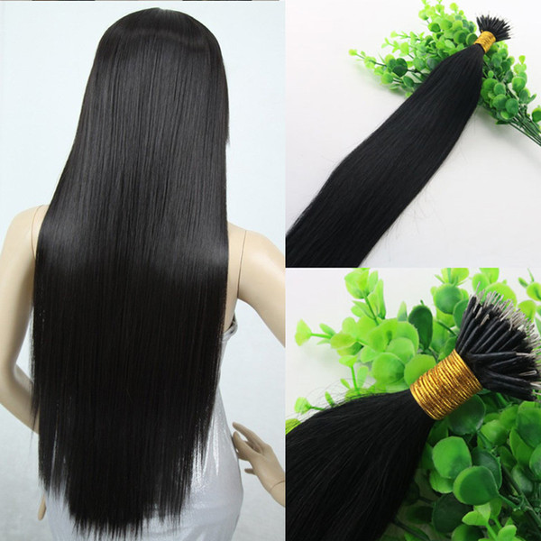 Natural Color Black Straight Hair 9A Brazilian Hair Extensions 14inch-26inch 100Strands 100gram Nano Ring Human Hair Extensions