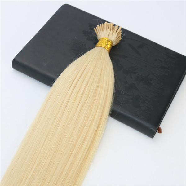 I-tip Brazilian Hair Extensions Blonde 100Strands 613# Light Blonde Brazilian Straight Human Hair Extensions No Shedding No Tangle