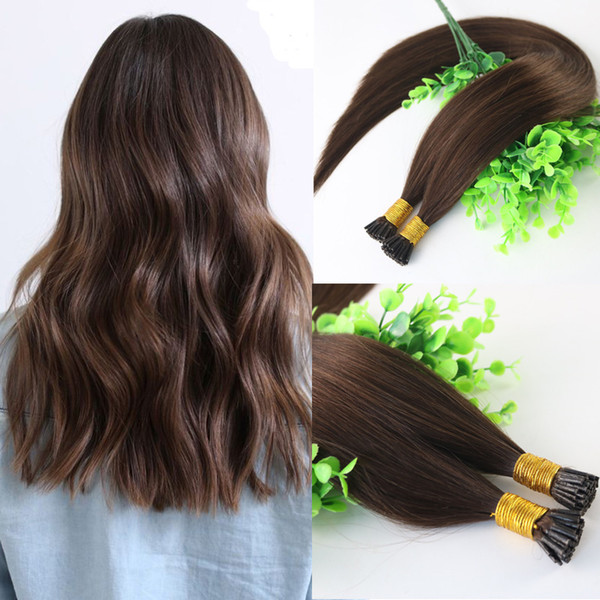 I-tip Brazilian Human Hair Extensions Dark Brown #3 100Strands 100gram Straight Keratin Stick Human Hair Extensions