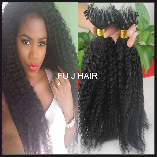 JUFA Micro Loop Ring Hmuan Hair Extensions Wholesale Natural Black Unprocessed Brazilian Afro Kinky Curly Virgin Hair 100s/100g