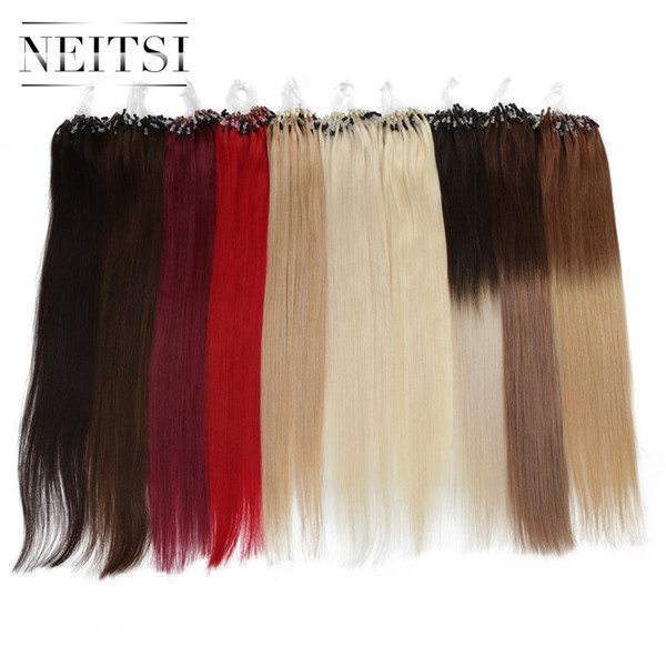 Neitsi Straight Loop Micro Ring Hair 100% Human Micro Bead Links Machine Made Remy Hair Extension 16