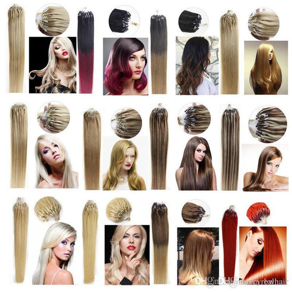 7A Micro Loop Hair Extension 0.5g/strand 200s Brazilian Straight Hair Remy Human Hair 16-24 inch #1 1B# 2# 4# 6# 8# 27# 99J# 613# 60# pink#