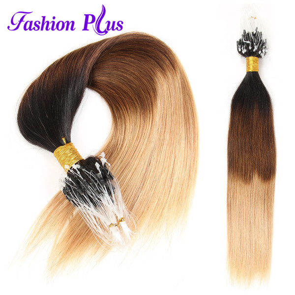 FashionPlus Micro Loop Human Hair Extension Blonde Remy Hair Colored Locks 18-24''Micro Bead Extensions 1g/strand 100g