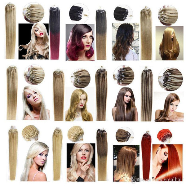 7A Micro Loop Hair Extension 0.5g/strand 200s Brazilian Straight Hair Remy Human Hair 16-24 inch #1 1B# 2# 4# 6# 8# 27# 99J# 613# 60# pink#