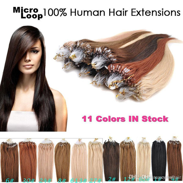 7A Micro Loop Hair 0.5g/strand 200s/lot Brazilian Straight Hair Remy Human Hair 16-24 inch #1 1B# 2# 4# 6# 8# 27# 99J# 613# 60# pink#