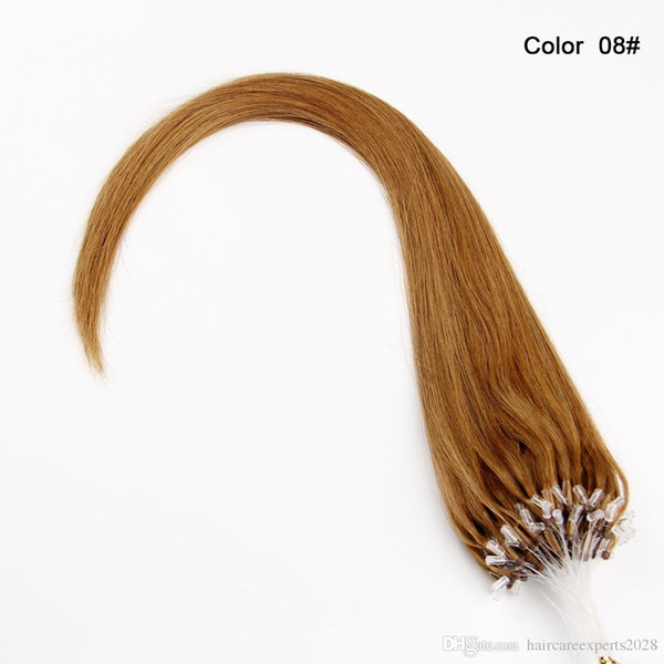 Micro Bead Remy Human Hair Blonde European Straight Natural Hair 1g/strand 100strands Loop Micro Ring Real Hair Extensions Bundles